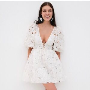 For Love And Lemons White Floral Mini Dress